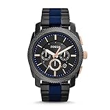 FOSSIL Herrenuhrenmaschine, 45mm Gehäusegröße, Quarz-Chronographenwerk, Edelstahlarmb