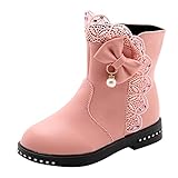 MRULIC Kinder MäDchen Stiefel Mode Bowknot Baumwollstiefel Winterstiefel Schneestiefel Prinzessin Schuhe Schneestiefel Geburtstag Geschenk(30,Rosa)