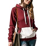 Sunggoko Frauen Kapuzenpulli Damen Hoodies Sweatshirt Dicker Herbst Winter mit Kapuze Slim Kontrastfarbe Kapuzenpullover Hoodie Freizeit Sport Langarm Sweatjacke Oberteile Baumwolle 14