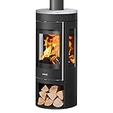 Justus 4825 22 Mino Trios 2.0 Kaminofen Stahl Schwarz mit Speckstein-Abdeckplatte/