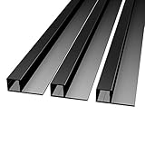 MOLA (MO-111) Fliesenprofil Aluminium 3 x 2m schwarz | Fliesen-Abschlussleiste für Led Streifen bis 1cm Breite | U-Profil Fliesenschiene + Acryl Abdeckung schwarz |Aluprofil belastb