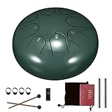 Schlitztrommeln, Stahlzungen-Trommel, 6 Zoll 8-Ton-D-Tonart, Handpan-Trommel mit Trommelstöcken, Tasche, Fingerabdeckung, Schlaginstrument für die musikalische Ausbildung Konzert Mind Healing, G
