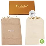 SOLTAKO 2er Set Bettüberwurf, Sofaüberwurf, Überwurf, Tagesdecke, Sofadecke, Plaid, Sesselüberwurf, Cover, Bettcover, Sofacover Creme / Cappuccino Farben 240 x 220