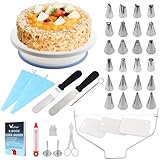 WisFox Tortenplatte Drehbar Tortenständer Kuchen Drehteller Cake Decorating Turntable mit Zuckerguss, Spritzbeutel und Tipps-Set, Vereisungsspachtel und glatter, Gebäckwerkzeug