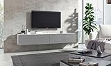 Wuun® TV Board hängend/8 Größen/5 Farben/280cm Matt Weiß- Grau-Hochglanz/Lowboard Hängeschrank Hängeboard Wohnwand/Hochglanz & Naturtöne/S