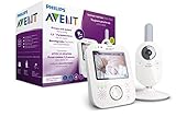 Philips Avent Babyphone mit Kamera SCD843/26 - 3,5 Zoll Farbdisplay, Tag und Nachtsicht, Scroll- und Zoomfunktion, 10h Betriebszeit, hohe Reichweite, Eco-Mode, Mit FHSS-Technologie, weiß