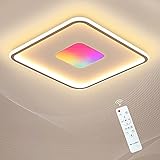 SHILOOK Deckenlampe LED Dimmbar Eckig, Deckenleuchte RGB Farbwechsel mit Fernbedienung, 32W Flach für Wohnzimmer Schlafzimmer Kinderzimmer Küche, 2560lm 3000k-6000k Weiss Modern 41CM