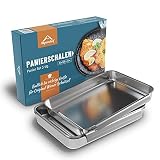 Alpenchef® Panierschalen Set 3-teilig. - Extra groß mit je 25x16,5x3cm - Panierset aus Edelstahl für traditionelle Hobbykö