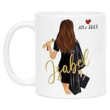 Kiddle-Design Bachelor Master Tasse 2021 zum Abschluss Geschenk mit Name Frau Absolventin Dok