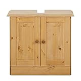 Loft24 A/S Unterschrank Waschbeckenunterschrank Unterschrank Badschrank Badmöbel Kiefer Massivhvolz 60x30x55 cm 2 Türen (gebeizt geölt)