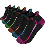 NAFFIC Sneaker Socken Damen 6 Paar Rutschfest Laufsocken Sportsocken Anti-Blasen Frottee Kissen Atmungsaktive Feuchtigkeit Short Ankle Trainer Socken für Laufen Gehen Sport im Freien… (Schwarz)