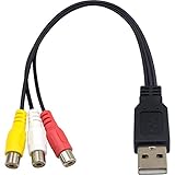 Duttek Cinch auf USB Kabel, USB auf Cinch Kabel, USB A 2.0 Stecker auf 3 Cinch Buchsen, Video Audio Capture Karten Adapterkabel für PC, Mac, AV, HDD und DVR, 25