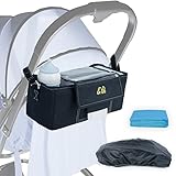 &GO Kinderwagen Organizer mit durchsichtiger Smartphone Tasche - Buggy Organizer inkl. Schultergurt, Getränkehalter, Regenschutz & Wickelunterlag