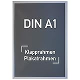 Aluminium Klapprahmen DIN A1, silber - Alu Rahmen, Plakatrahmen, Wechselrahmen, 594 x 841