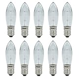 Klarlight E10 23V 3W Konische Kerzen Glühlämpchen, Dimmbar Riffelkerze Spitzkerzen Ersatzlampen, Ersatzbirnen Glühbirnen Topkerze für Lichterkette Schwippbögen(10 Stück)