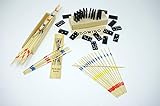 2 er Spiele Set Mikado und Domino 2 Stück Spielesammlung aus Holz in praktischer Holzbox mit Spielanleitung (incl. Mini`s -Überraschung) |logisches Denken | förderung Motorik |Sp