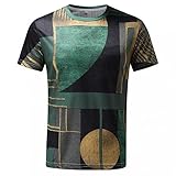 T-Shirt Herren Regular Fit Crew Neck Tee Tops Loose Fit Kurzarmshirt Graphic Druck Grafik Lustige Rundhals Männer 3D Print Abstrakt Casual Leichte Beiläufige Dünne Bequem Top Casual Weich Streetw