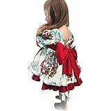MAHUAOYIXI Baby Mädchen Weihnachten Baby Mädchen Kleidung Baby Mädchen Kleid Kleines Mädchen Prinzessinnenkleid Elegant Vintage (rot, 5-6 Jahre)