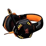 Alaman Gaming-Kopfhörer Headset Stereo-kabelgebundenes Gamer-Kopfhörer-Mikrofon mit Hintergrundbeleuchtung (Color : G2000 orange)