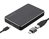 ElecGear USB C 3.1 Externes Festplatten Gehäuse für 2,5 Zoll Festplatte von 7 bis 15 mm - 2.5” Festplattengehäuse SATA HDD und SSD Adapter Caddy Hard Drive Case, Typ A Kable mit USB C