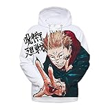 EDMKO Jujutsu Kaisen Hoodie Sweatshirt Unisex Anime ​Ryomen Sukuna Hoodie 3D-Druck Hoody T-Shirt Pullover Sport Pulli Sweatjacke Kostüm Langarm,Multi Colored,L