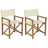 Festnight Klappbare Regiestühle 2 STK Holz-Regiestuhlset Holzstuhl Balkonstuhl Gartenstuhl Stuhl Campingstuhl Campingstühle Klappbaren Massivholz Teak 58 x 53 x 85 cm (B x T x H)