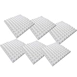 Alecony Raum Akustik Schaumstoff, 6 Pcs Akkustik Platten Akustikschaumstoff Noppenschaumstoff Foam Schaum Fliesen Schall Dämmung Wanddeko Breitbandabsorber Decke für Hause Studio, 30x30x2cm (Weiß)