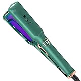 K&K Profi Glätteisen Haarglätter Ionen Keratin Haarglättung breit Technologie mit 3.8cm extra breiten Platten und digitalem LED-Display Dual Spannung Grü
