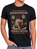 CottonCloud Niffler Weihnachten Herren T-Shirt zauberschule Xmas weihnachtenweihnachtspullover Pulli Ugly Sweater Strick, Größe:XXL