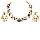 Efulgenz Indisches Schmuck-Set, traditionelle Kunstperlen, Choker-Halskette, Ohrringe, Bollywood-Schmuck-Set für Frauen, Kupfer, nicht bekannt,