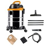 Feider FHAEP1420L Nass-Trockensauger 1400W 20L-Schaumstoffilter und Fangsack-Saugleistung 18 kPa-Robust und Widerstandsfähig-Edelstahltank-Industriestaubsauger, Black/Orang