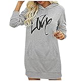 Dasongff PulloverkleidDamen Langer Kapuzenpullover Langarm Hoodie Pullover mit Tasche Pulli Kleider Strickjacke Lange Tops Mantel Langärmliges Hoodies Kapuzenjacke Hooded Sw