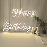 Alles Gute zum Geburtstag LED Leuchtreklame 56 x 40 cm'Happy Birthday' Kunstlichter Wand Deko Partylichter (Warmweiß B)