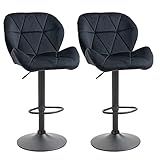HOMCOM 2er-Set Barhocker drehbare Barstühle mit Lehne Samt Touch höhenverstellbar armloser Schaumstoff Schwarz 51,5x 57,5 x 93-114,5