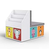 Vicco Kinderregal Onix mit Sitzbank 6 Faltboxen Kindersitzbank Kinderzimmerregal (Mit 6 Faltboxen bunt)