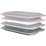 K&G Hochwertige Aufschnitt-Boxen 4er Set Colours by meberg platzsparend stapelbar Stapelboxen Vorratsdosen-Set Aufschnitt mit integrierter Servierplatte Frischhaltedosen Kühlschrank