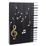 Notenmappe für Notenblätter beim Spielen A4 Größe Papier Dokumente Halter Aufbewahrung 30 Taschen Clef, Musik Tabelle Datei Ordner, Kunststoff Konzert-Chorfolder für Musiker und Band Music N