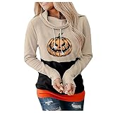 WalGRHFR Damen Halloween kostümHalloween Print Langarm Kapuzen Sweatshirt Lässige B
