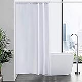 Furlinic Duschvorhang Textil Anti-schimmel Wasserdicht Waschbar Badvorhang aus Polyester Stoff Weiß 120x200cm mit 8 Duschvorhangring