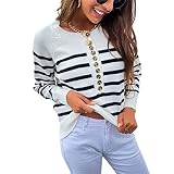 ZYHOOD Damen Langarm Strickpullover Pullover Tops Strickpulli Damen Winterpullover Damen Pullover Langarm V-Ausschnitt Strickpullover Casual Elegante Frauen Einfarbig Gestrickt Pulli Ob