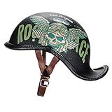 TYYCKJ Motorrad Halbhelm Tragbarer Retro Kettengestrickter Helm Hartschalen Offener Helm Motocross Männlich und Weiblich Erwachsene Coole Persönlichkeit Mode ECE Zug