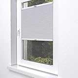 Home-Vision® Plissee Faltrollo ohne Bohren zum Kleben (Silber, B65cm x H120cm) Thermoplissee Sonnenschutz Jalousie für Fenster & Tü