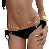 HETHYAN Doppelschicht Bauchkette Mode Bikini Taille Link Halsketten Körper Schmuck für Frauen Sommer AccessPries (Metal Color : Gold)