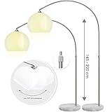 KESSER® Bogenlampe mit standfestem Marmorfuß höhenverstellbar 146-220cm weiß - Fußschalter - Stehlampe Stehleuchte Bogenleuchte Bogenstandleuchte Standleuchte Lounge RETRO Desig