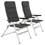 Nexos 2er Set Premium Klappstuhl Relax-Stuhl Campingstuhl Klappsessel – für Garten Terrasse Balkon – klappbarer Gartenstuhl gepolstert Alu - schwarz g