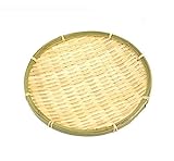 100% handgefertigter Bambuskorb, Weberei, Serviertablett, Set mit 3 Stück, für Brot, Essen, Snacks, gewebtes Weidengeflecht, weiß/grün, Bambuskorbhalter, traditionelle Dekoration, 40.6 cm (weiß, L)
