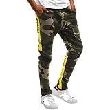 Huntrly Herren Freizeithose Trendy Camouflage Druck Mode Farbabstimmung Brief Printed Sporthose Herbst Mittlere Taille Gerades Bein Freizeithosen 3XL