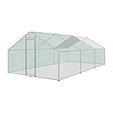 Aufun Hühnerstall Freilaufgehege XXXL mit Schloss, Verzinkter Stahl Kleintierstall Freigehege, Hühnerhaus Dach Geflügelstall für Hühnerkäfig Vogelkäfig Kleintiere Haustierkäfig Outdoor, 3x6x2