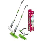 York Mopp flach mit Sprühgerät Fensterwischer Duschwischer (4 in 1), grün-grau, S
