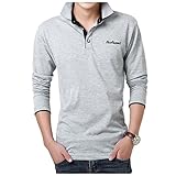 T-Shirt Herren Revers Slim Fit Einfarbig Poloshirt Herren Business Work Lässig Golf Langarm Shirt Herren Frühling Herbst Einfachheit Mode Base Shirt Herren AQ-07 XL